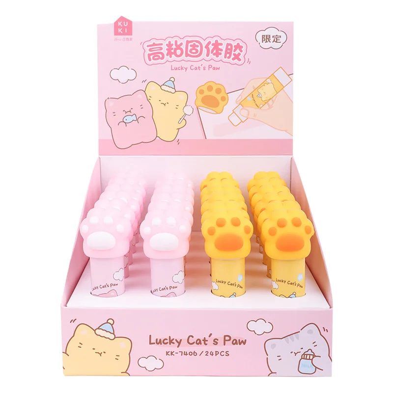 귀여운 고양이 발 솔리드 글루건 스틱, DIY 도구, 학생 수제 사무실 학교 용품, 24 개/로트