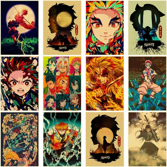 Demon Slayer Posters Anime para Quarto Infantil, Filme Japonês, Tanjirou,  Inosuke, Quadrinhos, Pintura, Decoração de Casa