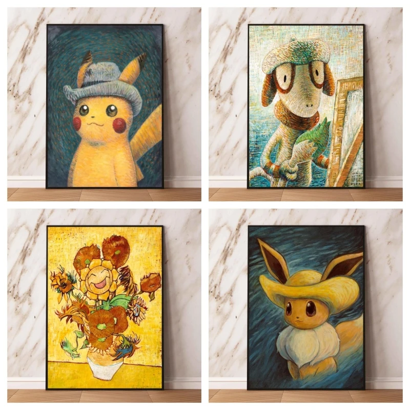 

Canvas Artwork Painting Pokemon Pikachu Decoration Paintings Decorative Gifts Hanging Kid Action Figures Modular Prints