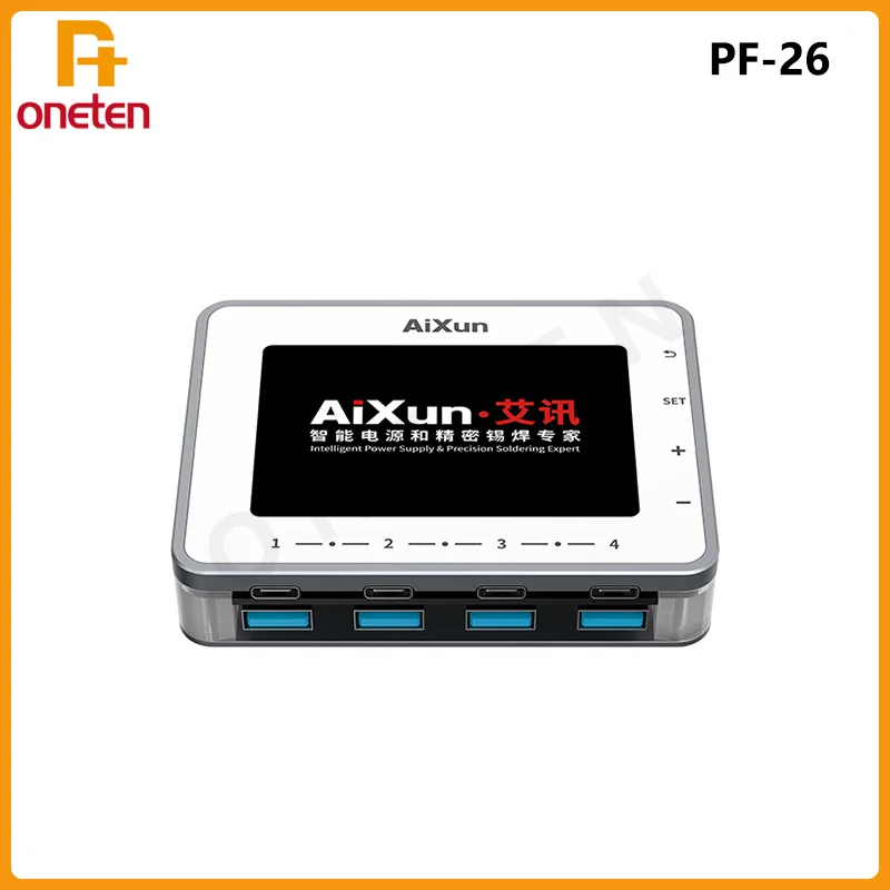 AIXUN 스마트 USB 디지털 디스플레이 라이트닝 QC 3.0, 고속 충전 도구 키트 세트, 아이폰, 삼성, 화웨이, 샤오 태블릿용, PF26, 260W