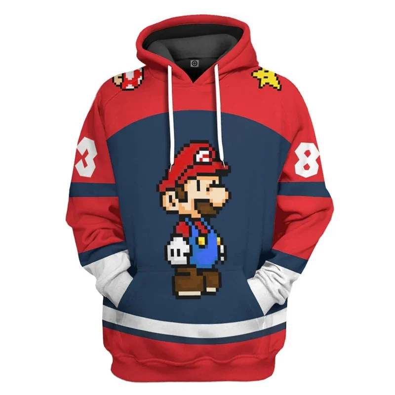 thumbnail image 1 of Sudadera deportiva gruesa con estampado creativo del popular juego Mario de otoño e invierno para niños y niñas de 3 a 14 años, 1 of 4