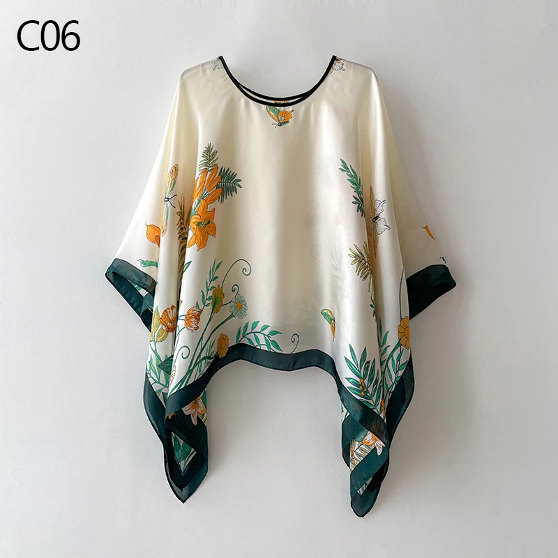 110*110cm Fashion Scarves WomenPullover scarf Shawl Print Silk Satin Hijab Female Bandana Luxury Brand Square Ladies bandanna fo