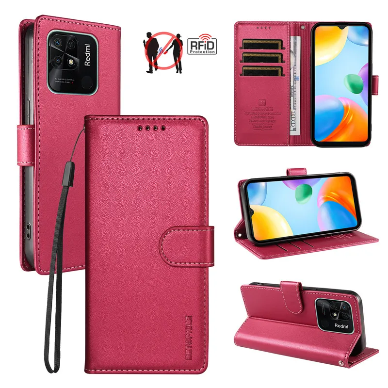 Luxury Anti-Theft Leather Flip Wallet Case with Magnetic Card Slots