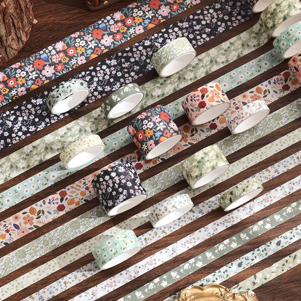 Washi Tape 12 Rolls Vintage Floral Set DIY Colored Decorative Masking Tape Notebook Diary Bullet Journaling Wrapping Supplies