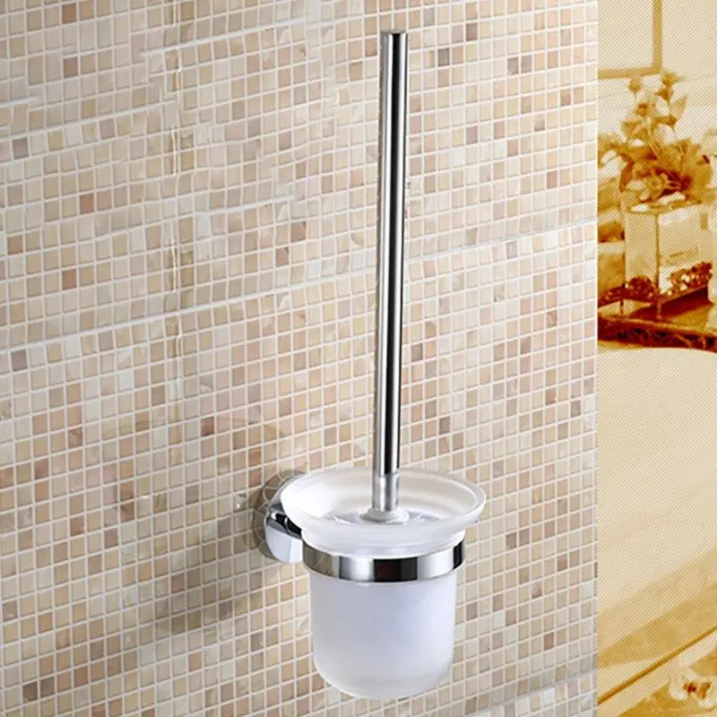 Stainless Steel Toilet Brush Set bathroom accessories toilet brush set toilet brush holder Wall Mounted Toilet Cleaning Brush Holders With Glass Cup Holder Bathroom brosse