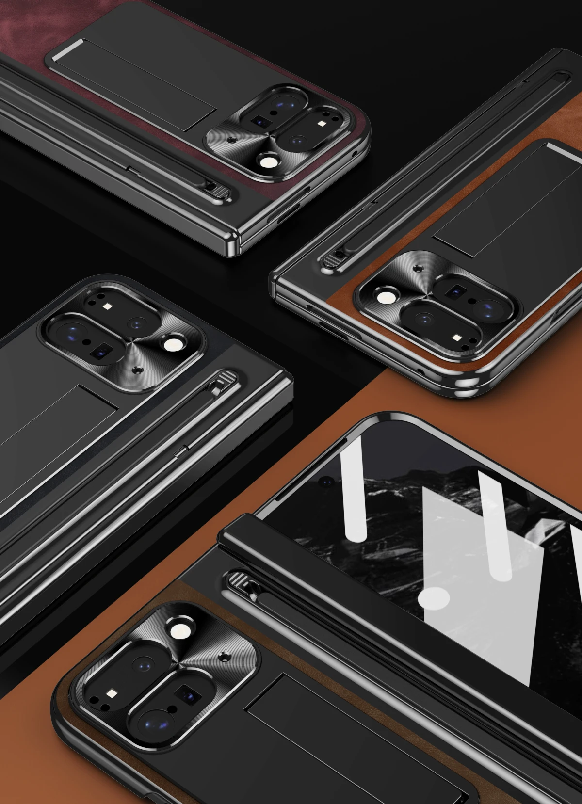 Custodia in pelle retrò Custodia Flip Cover in pelle per Goole 9 Pro Fold con slot per penna Supporto per telefono Pellicola protettiva in vetro per schermo_voghion.com