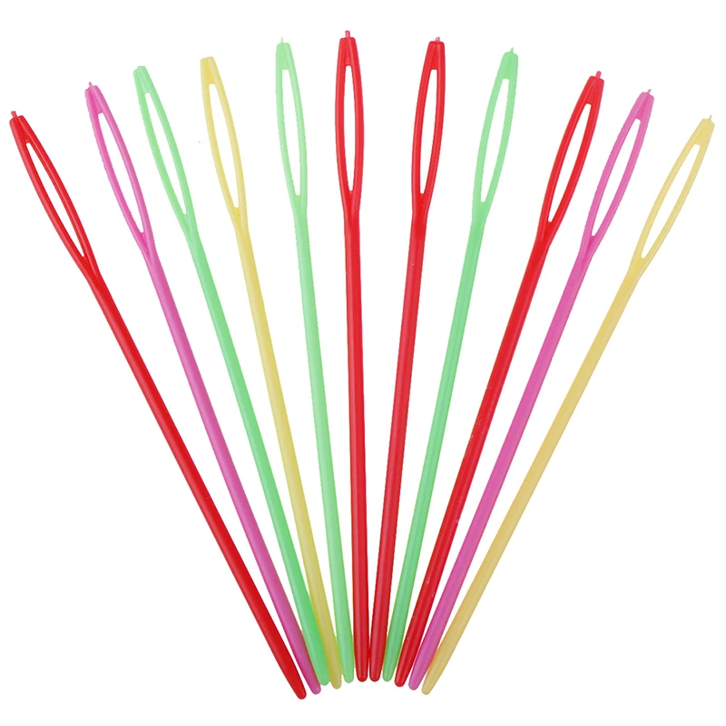 

10PCS Plastic Knitting Needles Crochet Hooks Tapestry 9cm Wool Yarn Needles Children DIY Sweater Weaving Needles Tools