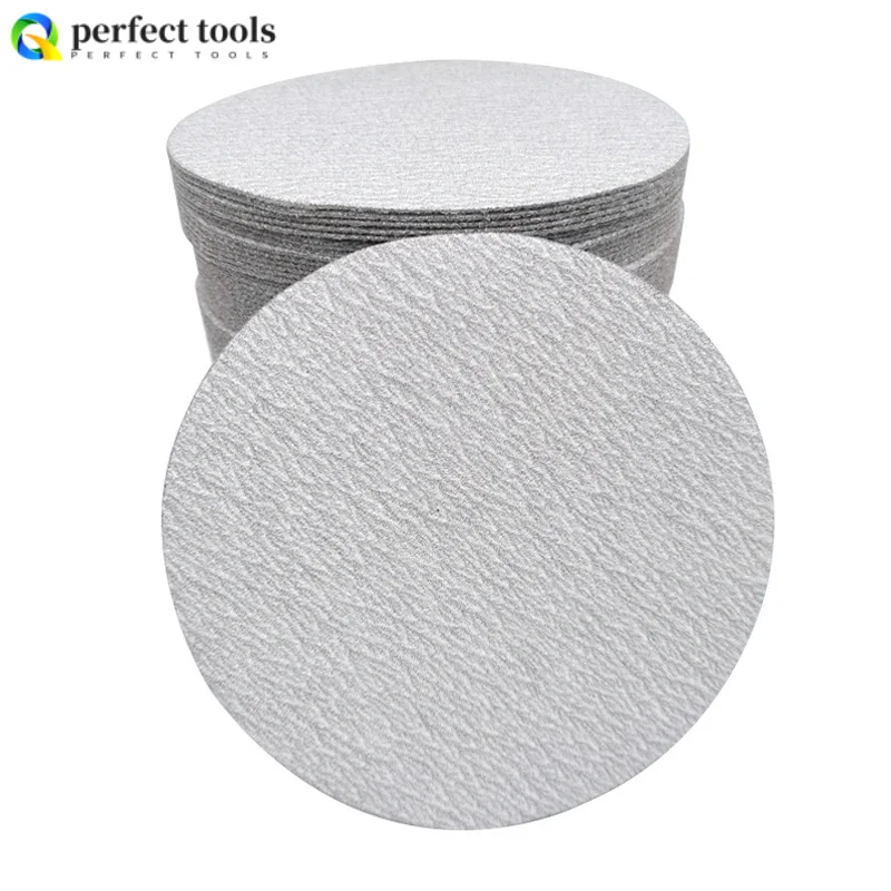 

10 Pcs Car Polishing Putty 5 Inch Sandpaper 125mm White Round Flocking Self-adhesive Grinding Machine Polishing Sheet