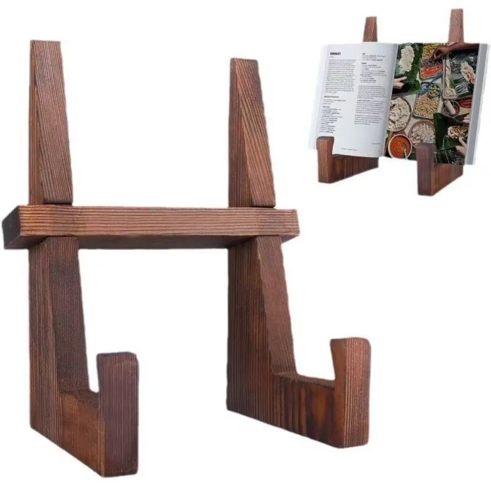 Vintage Wooden Cookbook Holder - Handmade Decorative Recipe Stand