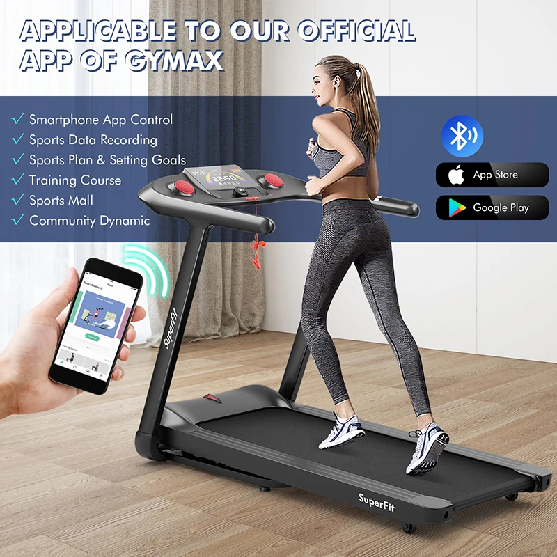 4.75hp Folding Treadmill With Preset Programs Touch Screen Control