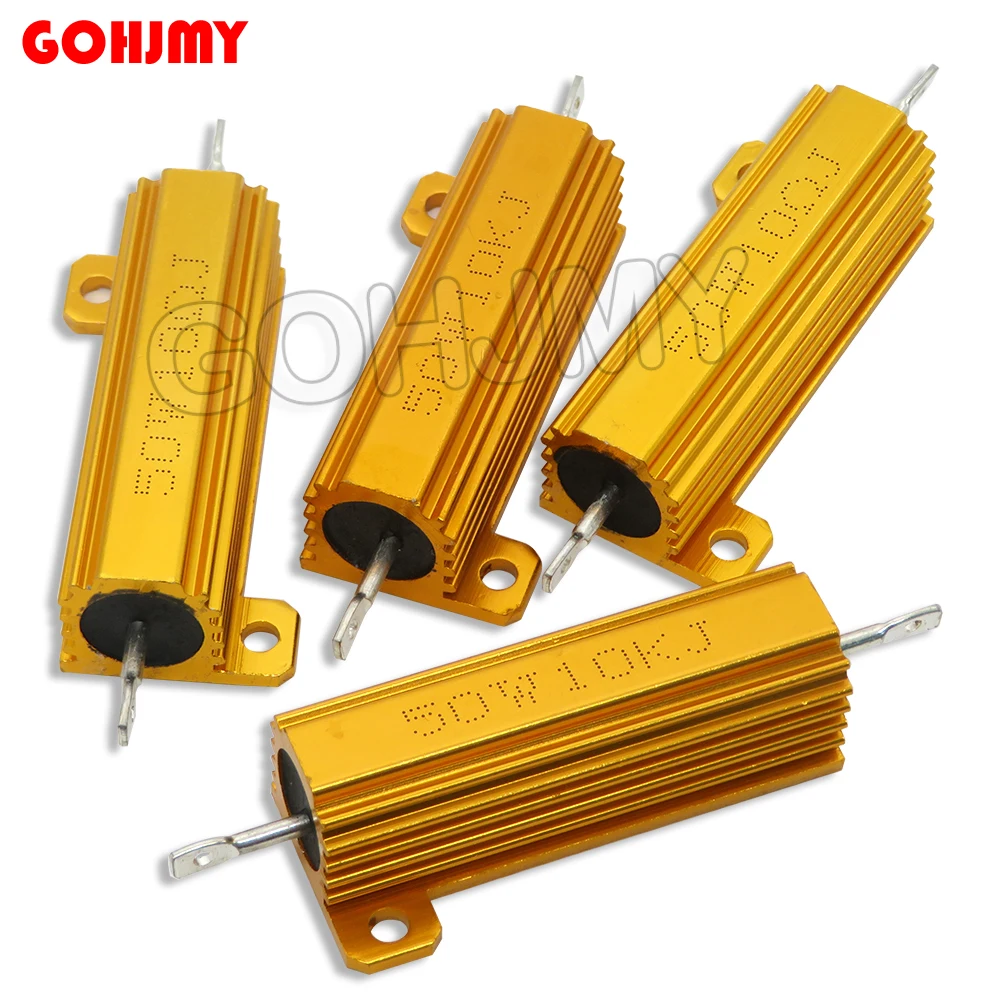 RX24 50W Aluminum Power Metal Shell Case Wirewound Resistor 0.01R~30K 1 2 3 5 6 8 10 20 100R 150R 200R 300R 500R 1K 10K 30K ohm