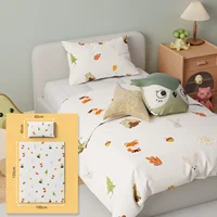 Ensemble de housse de couette pour tout-petits, 2 pièces, imprimé dinosaure de dessin animé, fermeture éclair, ensemble de literie pour lit bébé, motif animal mignon, chambre à coucher pour bébés garçons et filles 2
