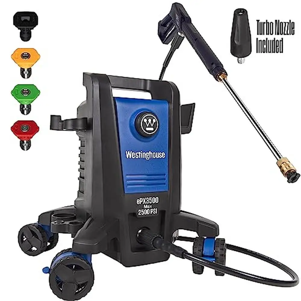 Electric Pressure Washer 2500 PSI 1.76 GPM Anti-Tipping Technology Soap Tank Pro-Style Wand 360&deg; Steering Design Lightweight high pressure washer