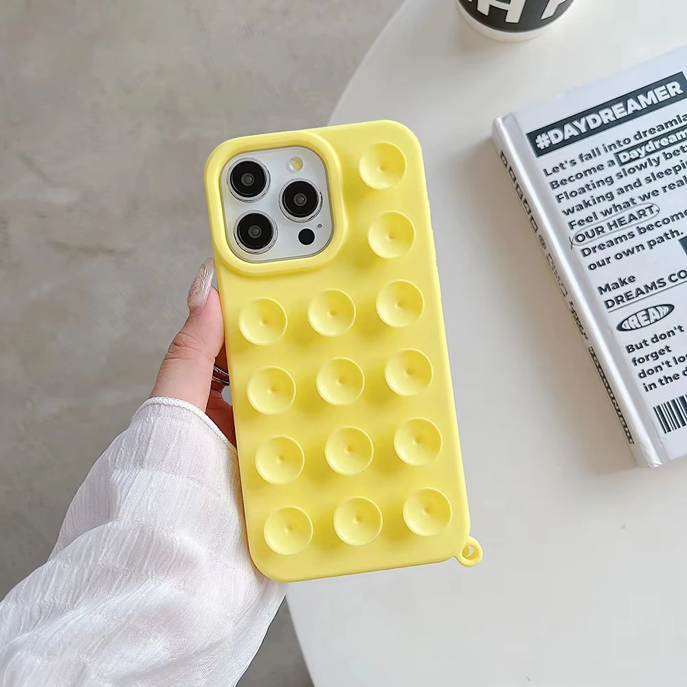 Suction Cup Soft Silicone Anti-Slip Shockproof Candy Color Phone Case