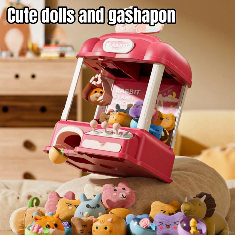 Children Mini Claw Machine Toys DIY Prizes Gashapon Plush Doll Arcade Crane Vending Machines Birthday Christmas Gifts for Kids 4