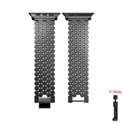 Elegant Metal Alloy Bracelet Strap for 38 40 41mm S10-42mm (Black)