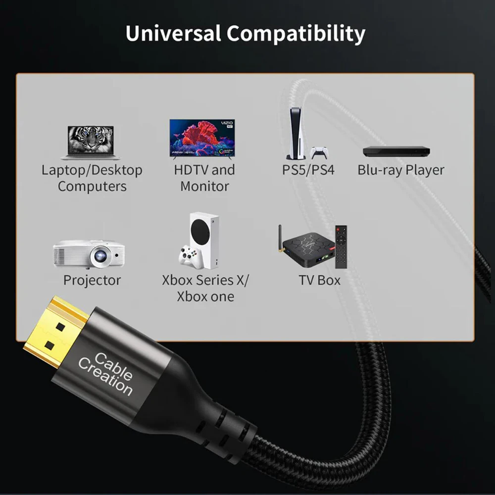 Ultra High-Speed 8K 60Hz Braided HDMI 2.1 Cable - Multiple Lengths