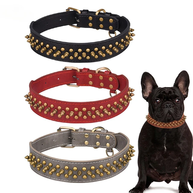 Cool Dog Collar Spiked Studded Leather Pet Dog Collars Pitbull Bulldog Big Dog  Collar Adjustable For Medium Large Dogs - AliExpress