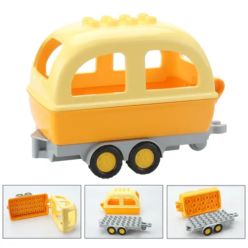 City Car Cartoon Offroad Truck Bread Trailer Bus Big Size Building Blocks Accessories Children Educational DuploLG Bricks Toys - Image 6