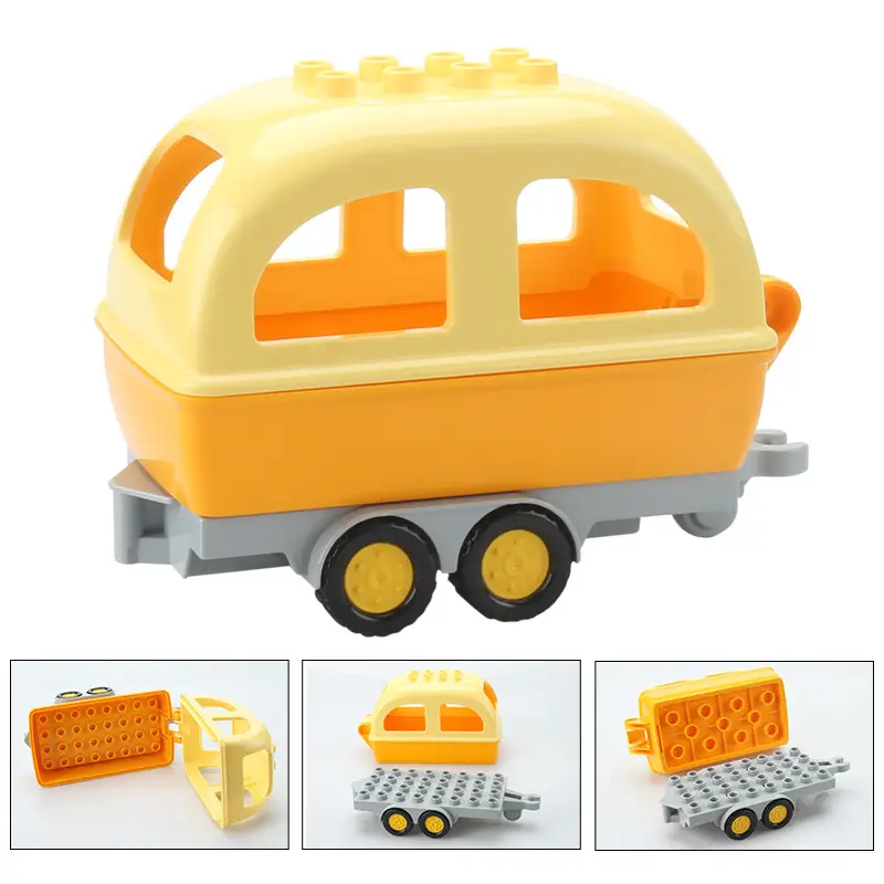City Car Cartoon Offroad Truck Bread Trailer Bus Big Size Building Blocks Accessories Children Educational DuploLG Bricks Toys - Image 6