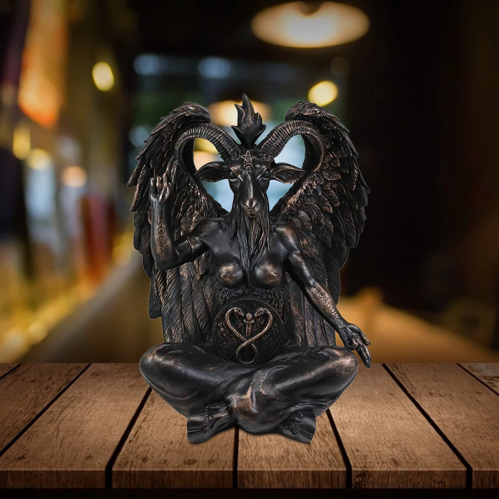 Baphomet Satan Statue Black Satan Figurine Decoration Goat Resin Statue With Exquisite Workmanship Religious Ornaments for Home