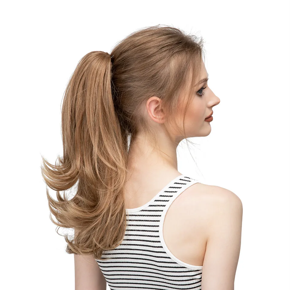 Elevate Your Look with SARLA Synthetic Claw Clip-In Ponytail Hair Extensions - 14" Wavy False Pigtail in Fake Blonde Hair with Elastic Band, Perfect for Effortless Elegance - Image 5