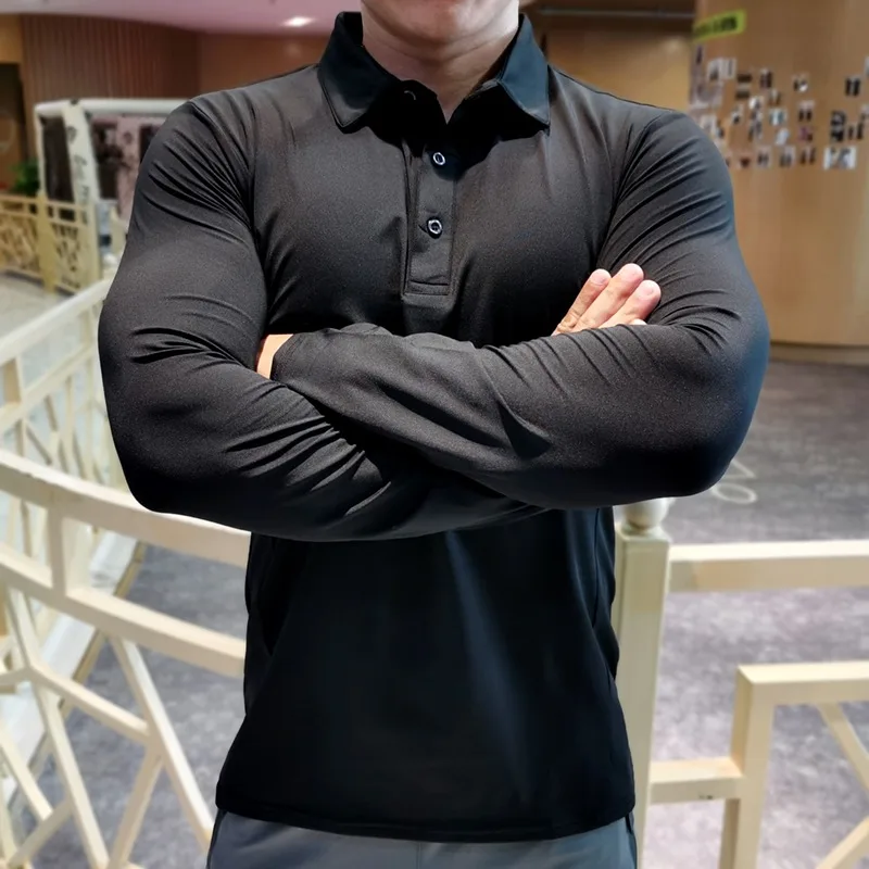 Long Sleeved Polo Men's Fitness T Shirt - Image 2