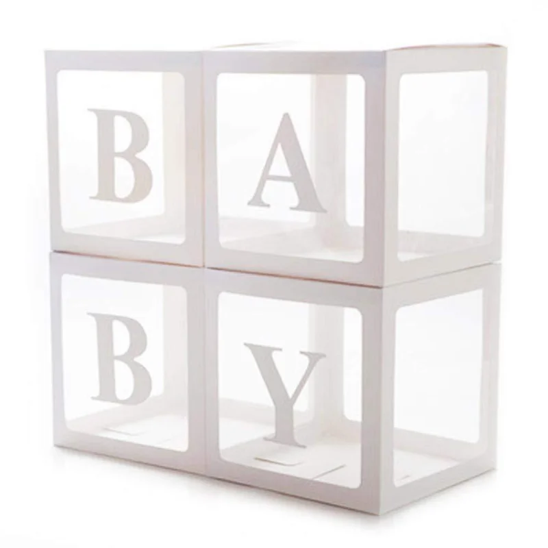 Transparent Letter Balloon Box Baby Shower Decorations Happy Birthday Wedding Decor 1st Birthday Party Supplies Balloon Box