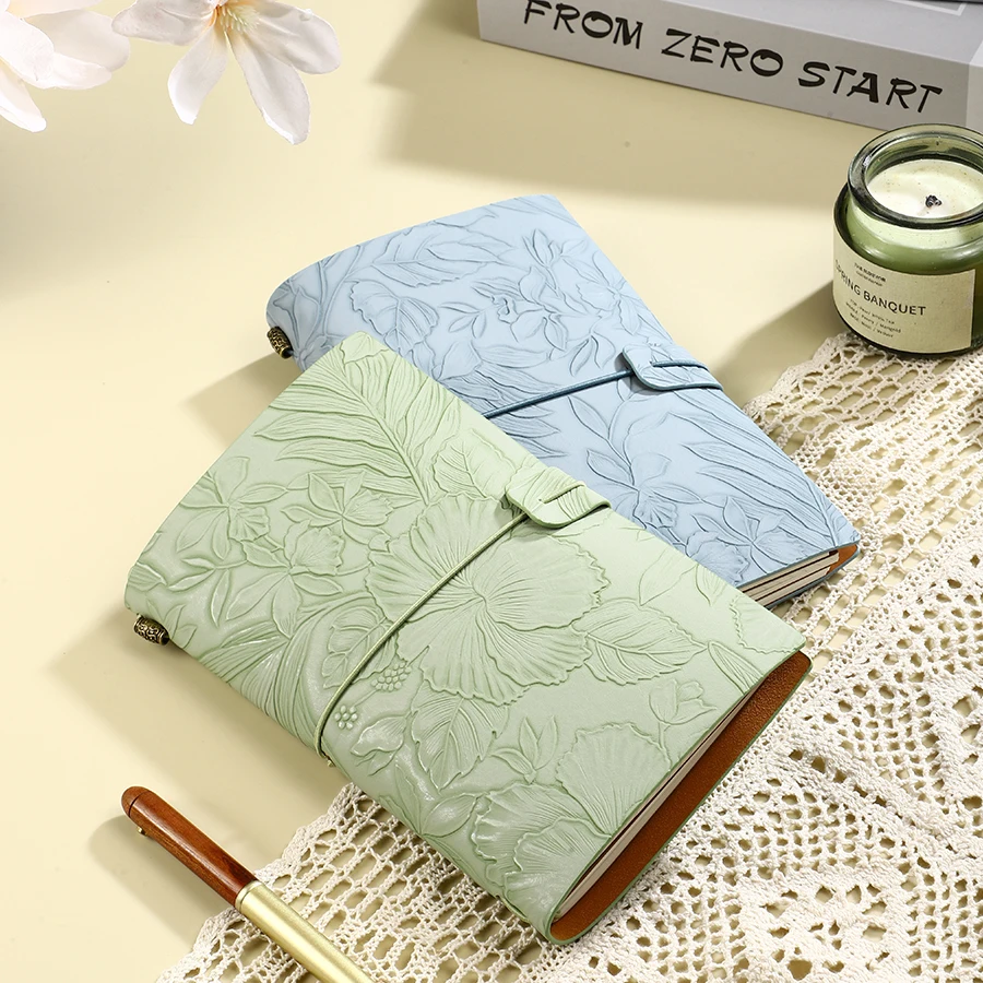 Elegant Floral Embossed Vegan Leather Journal - Stylish Notebook