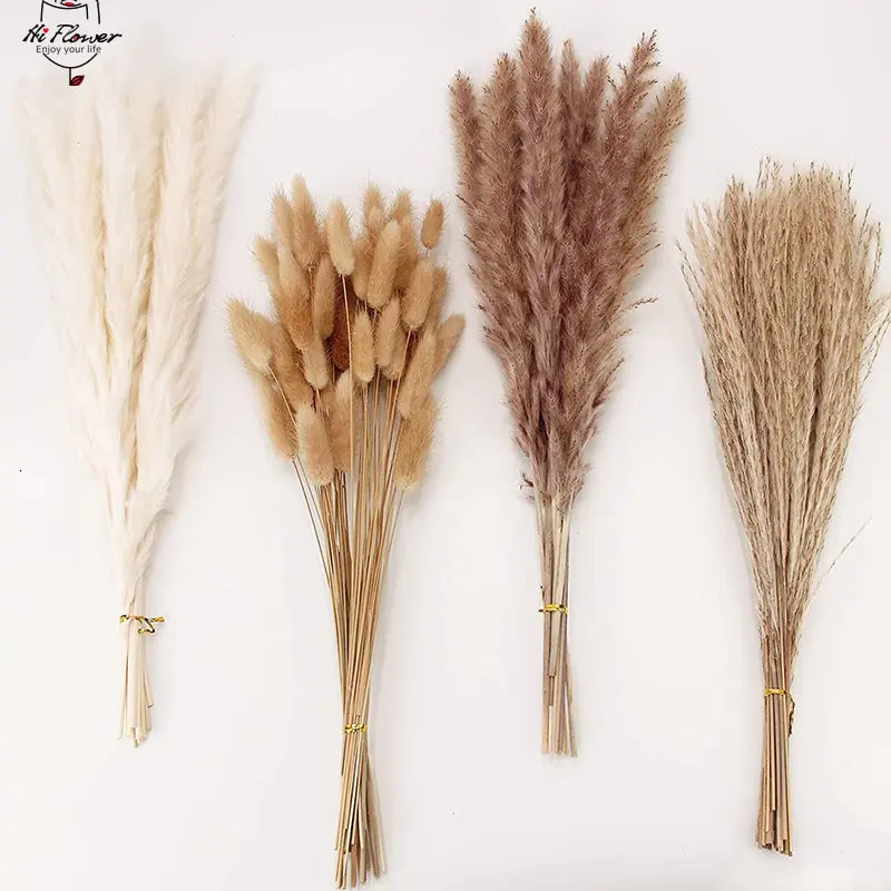 

100PCS Pampas Grass Bunny Rabbit Tail Dried Flower Bouquet Wedding Party Decoration Reed Artifical Flowers Boho Home Table Decor