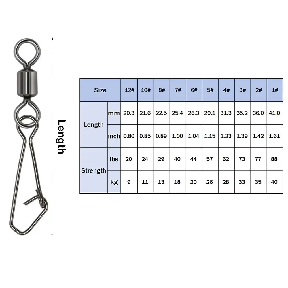 New Stainless Steel Rolling Swivel Snap Bearing 8 Word Loop Tackle Tool Swivels Tackle