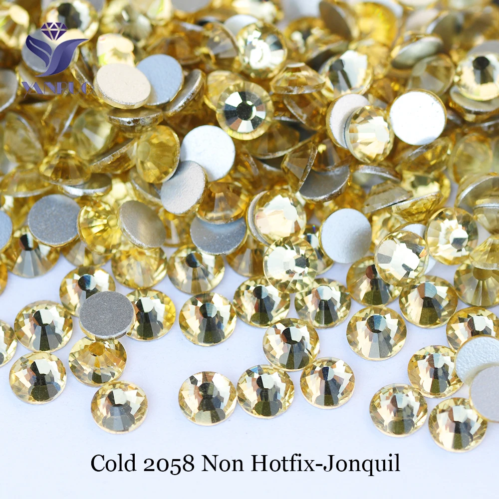 YANRUO 2058NoHF Xilion Jonquil 213 비 핫 픽스 크리스탈 SS3-SS34 네일 패브릭 아플리케 라인 석 드레스 접착제