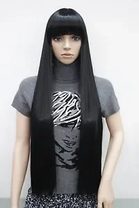 

fashion heat resistant jet black straight long 32" full wigs synthetic hair