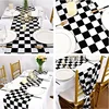 Classic Black White Checkered Table Runner Polyester Racing Theme Party Table Decor Soccer Goal Cup Wedding Table Runners 5