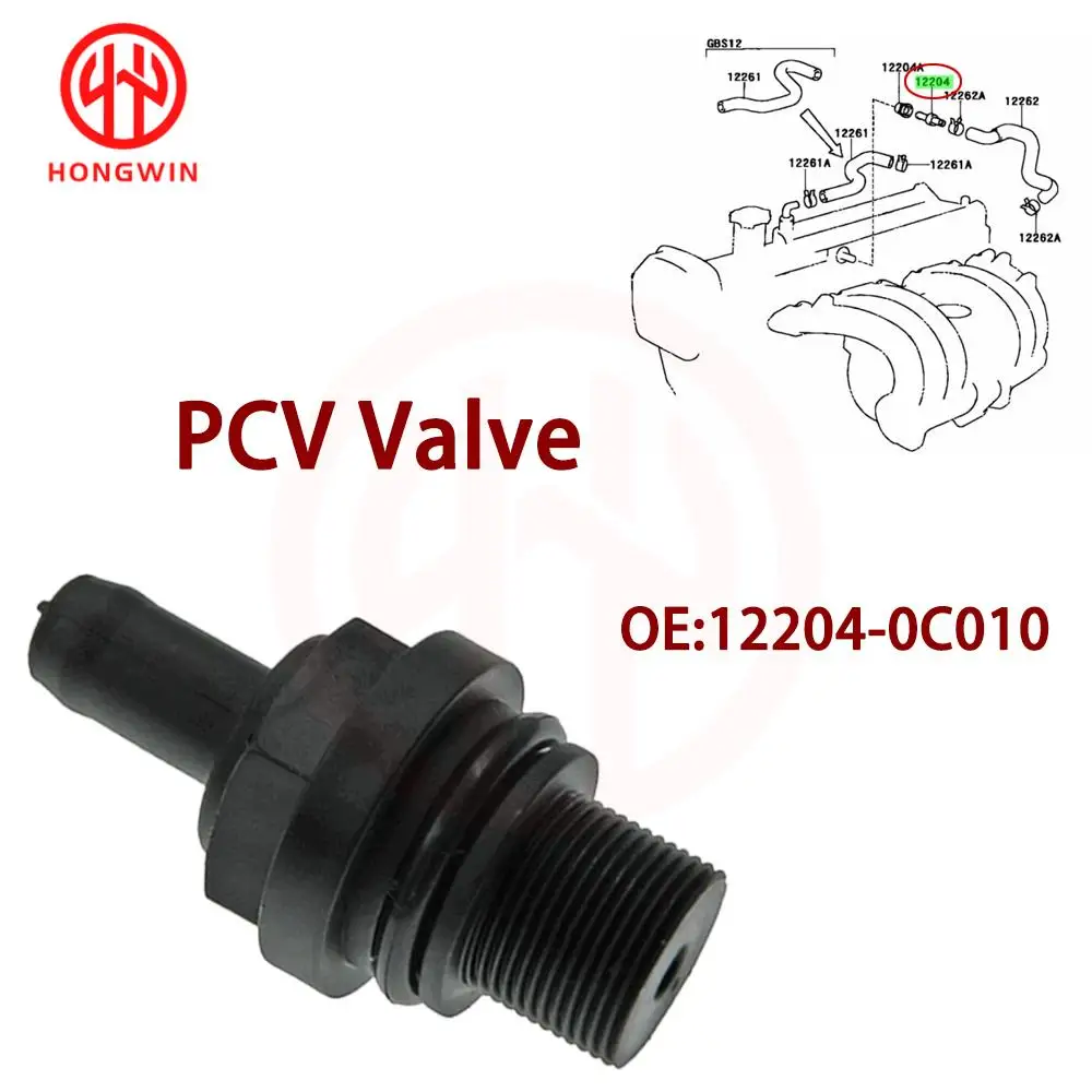 HONGWIN PCV Positive Crankcase Ventilation Cylinder Valve 12204-0C010 For Toyota Tacoma / 4Runner 2.7L 2TR-FE Engine 122040C010