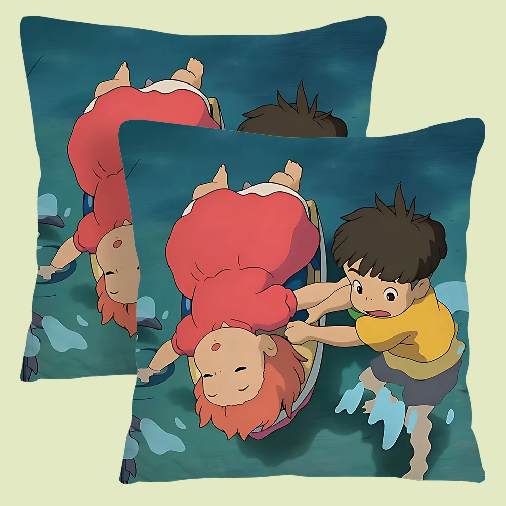 Cute Cartoon Ponyo Pillow Covers Cartoon Sofa Decorative Home Double-sided Printing Short Plush Cute Cushion Cover 4