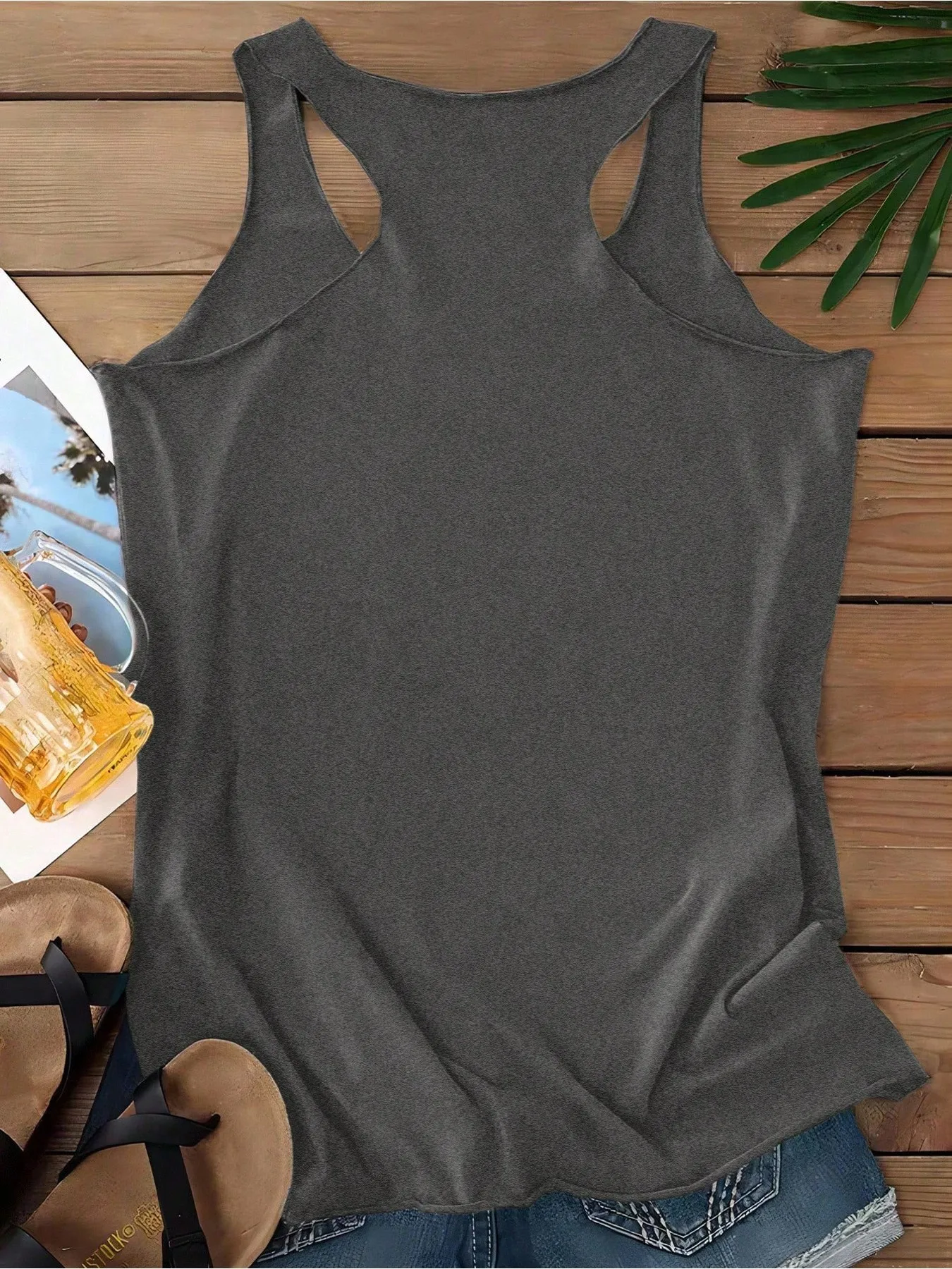 Damen Vintage Rock-Stil Ärmelloses Top mit Lippenmikrofon-Print I-Back Weste Sommer Casual Mode für Frauen – Detail 4