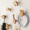 Cute Wall Wooden Hooks Children's Room Animal Hook Wall Keychain Coat Hook Home Decoration Solid Wood Hook Hanger Kitchen Access 1