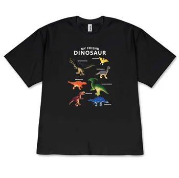 Kawaii Dinosaur Print Shirt for Boys Girls Cute T-Rex Dino Graphic Tee Stylish & Versatile T-Shirt Casual Top Minimalist Style 1