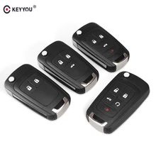 KEYYOU-carcasa de llave de coche remota plegable para Chevrolet Cruze, Epica, Lova, Camaro, Impala 2, 3, 4, 5, botón, hoja HU100