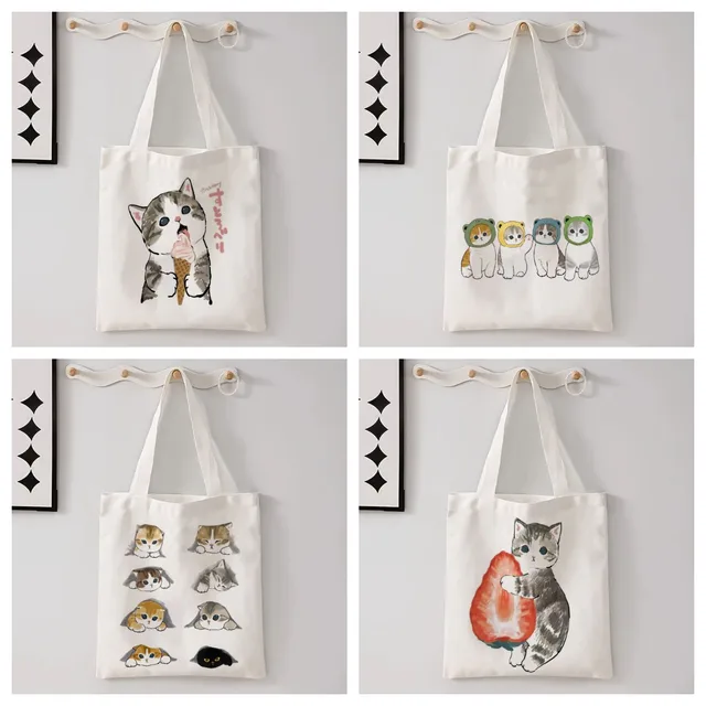 Cute Cat Canvas Tote Bag