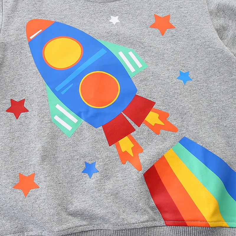 Kids Clothes 2025 Autumn Spring Toddler Baby Boys Children's Clothing Cartoon Rockets Sports Sweatshirts Tops
