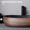 Brown Porcelain Ceramic Vessel Sink Above Counter Vanity Bowl Basin Bathroom Sanitary Balcony Table Sink Countertop Oval Basin 4