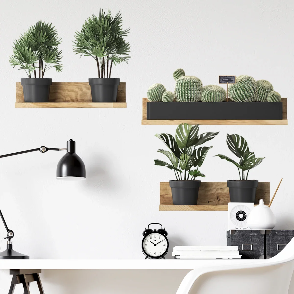 Green Plant Cactus Potted Wall Stickers for Bedroom Living Room Bathroom Home Decoartion Wall Decals wall stickers 3PCS