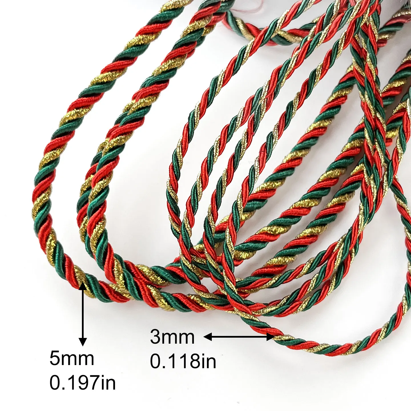 10/25 Yards Dreisträngiges Seil Weihnachtsdekoration Seil Geschenkverpackungsseil Handgemacht DIY Dreifarbiges rundes Seil Partydekoration