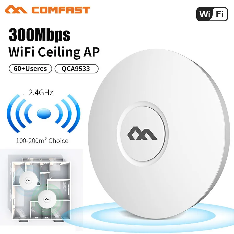 Comfast Indoor Wireless Router 300Mbps Soffitto Ap Openwrt Wifi Access Point Extender 6Dbi Antenna 48V Poe Wi Fi Amplificatore Di Segnale