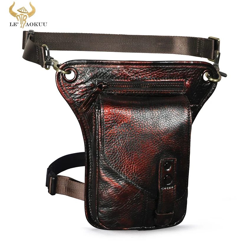 

Thick Natural Cow Leather Men Design Classic Shoulder Sling Bag Travel Fanny Waist Belt Pack Leg Thigh Bag For Men Male 211-6