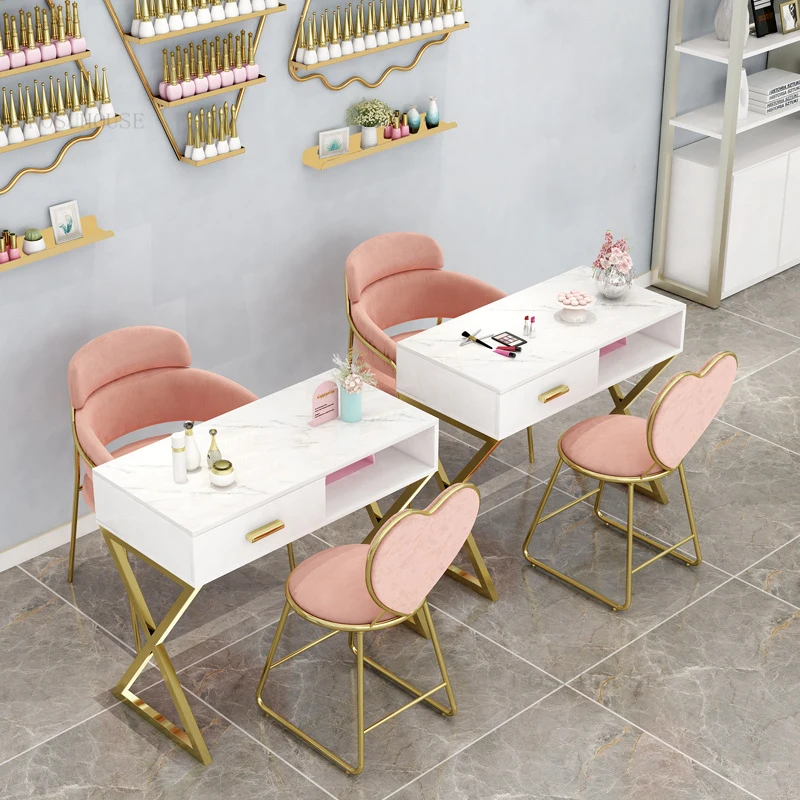 Nordic Light Luxury Manicure Table and Chair Set Salon Furniture Nail