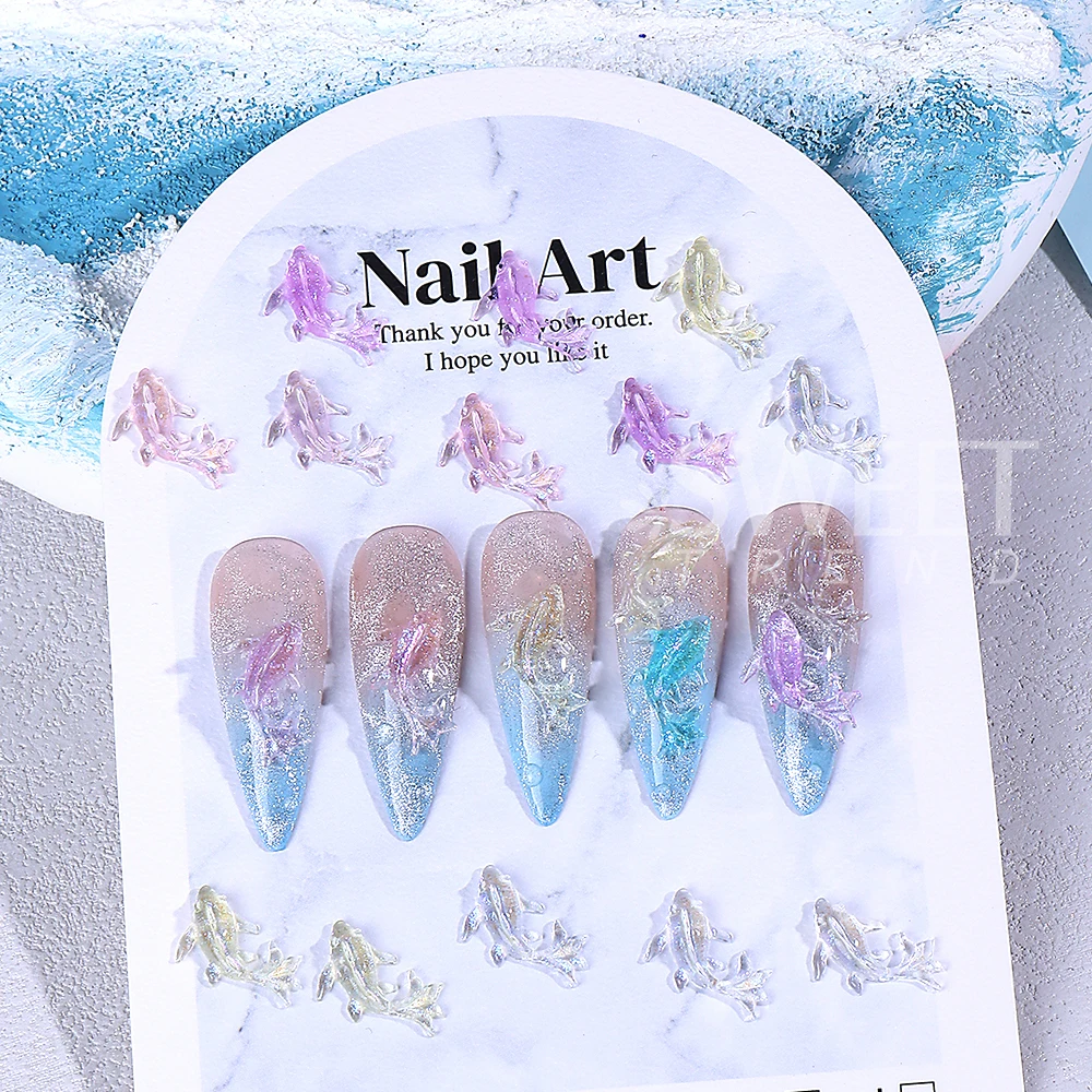 20/50/100pcs Dolphin Fish 3D Nail Art Charms Parts Aurora Starry Sky Nail Art Jewelry Accessories Manicure Decor Nails Supplies