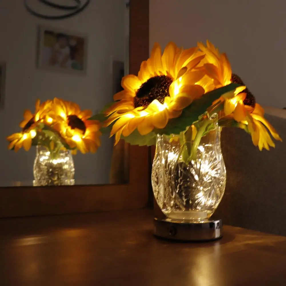 

1pcs 3.7v Led Simulation Sunflower Night Light Table Lamp Ornaments For Home Living Room Desktop Decor Drop Shipping